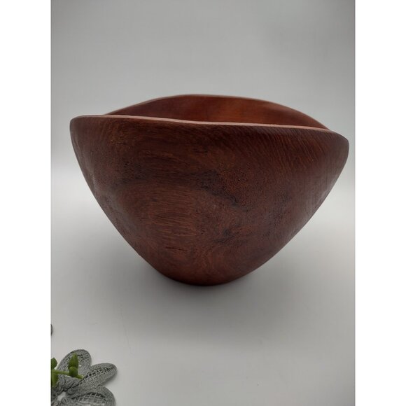 Vintage MCM Teak Wood Salad Serving Bowl, with Wood & Steel Tongs, READ - Picture 16 of 17